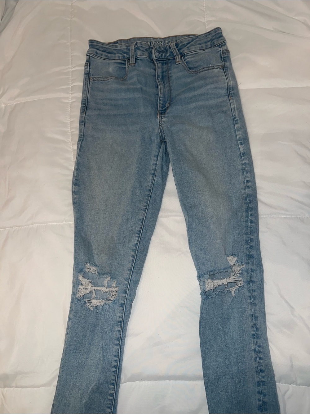 American Eagle Outfitters Light Blue Ripped Skinny Jeans